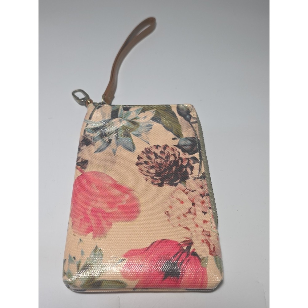 Hobo Coated Canvas & Leather Zipper Wristlet Phone Pouch Botanical Floral Print - Picture 4 of 10